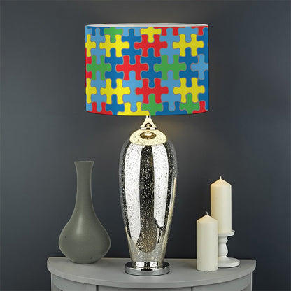 Autism Awareness Jigsaw Print Drum Lamp Shade