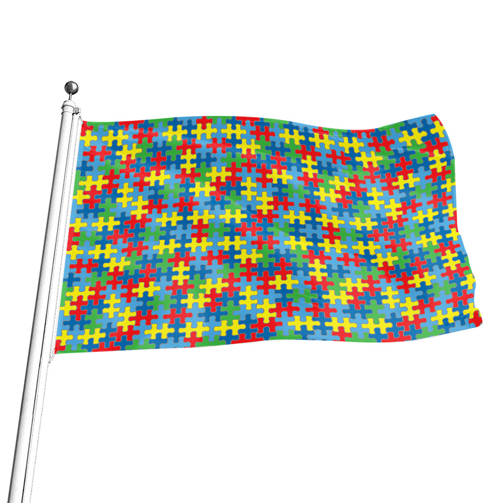 Autism Awareness Jigsaw Print Flag