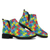 Autism Awareness Jigsaw Print Flat Ankle Boots