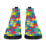 Autism Awareness Jigsaw Print Flat Ankle Boots