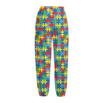 Autism Awareness Jigsaw Print Fleece Lined Knit Pants