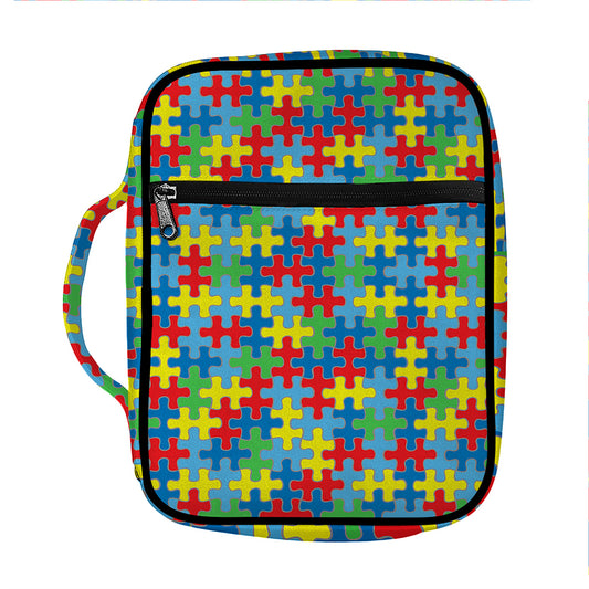 Autism Awareness Jigsaw Print Front Pocket Bible Bag