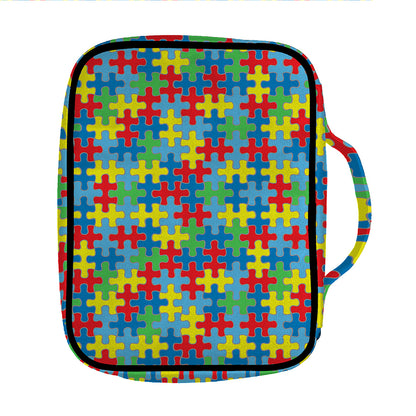 Autism Awareness Jigsaw Print Front Pocket Bible Bag