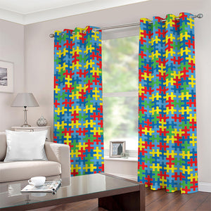 Autism Awareness Jigsaw Print Grommet Curtains