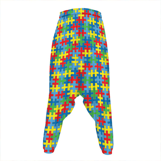 Autism Awareness Jigsaw Print Hammer Pants