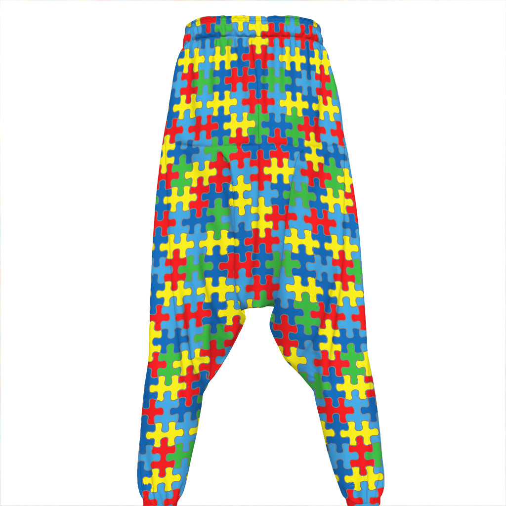 Autism Awareness Jigsaw Print Hammer Pants