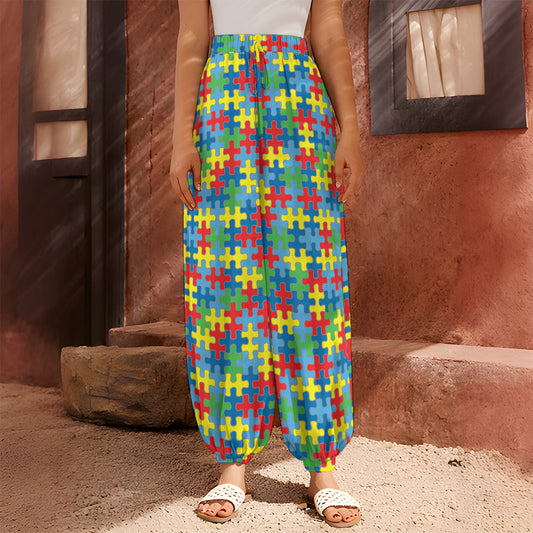 Autism Awareness Jigsaw Print Harem Pants