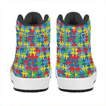 Autism Awareness Jigsaw Print High Top Leather Sneakers