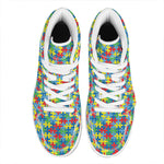 Autism Awareness Jigsaw Print High Top Leather Sneakers