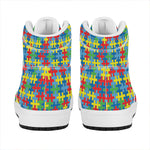Autism Awareness Jigsaw Print High Top Leather Sneakers