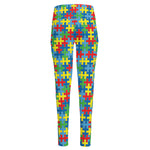 Autism Awareness Jigsaw Print High-Waisted Pocket Leggings