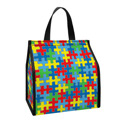 Autism Awareness Jigsaw Print Insulated Lunch Tote