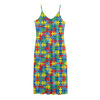 Autism Awareness Jigsaw Print Jersey Midi Cami Dress