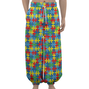 Autism Awareness Jigsaw Print Lantern Pants