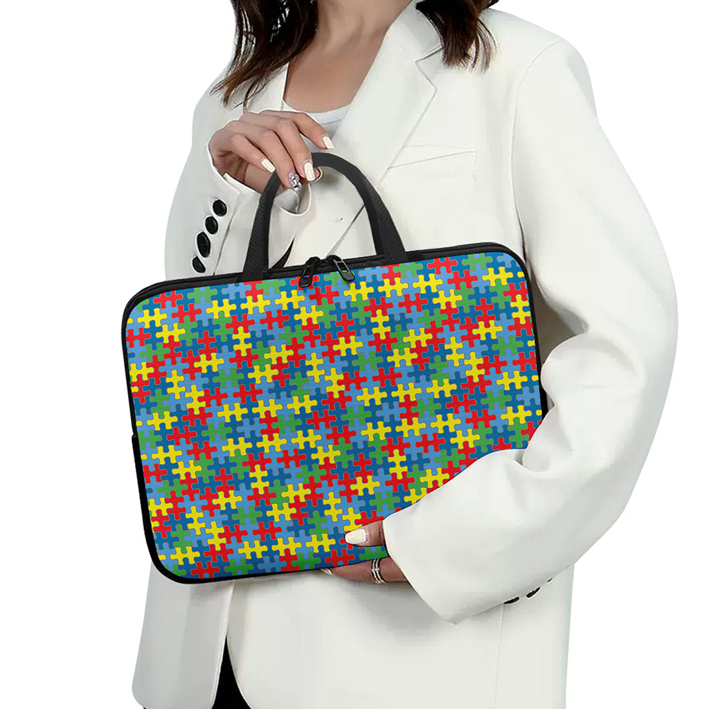 Autism Awareness Jigsaw Print Laptop Sleeve With Handle