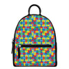 Autism Awareness Jigsaw Print Leather Backpack