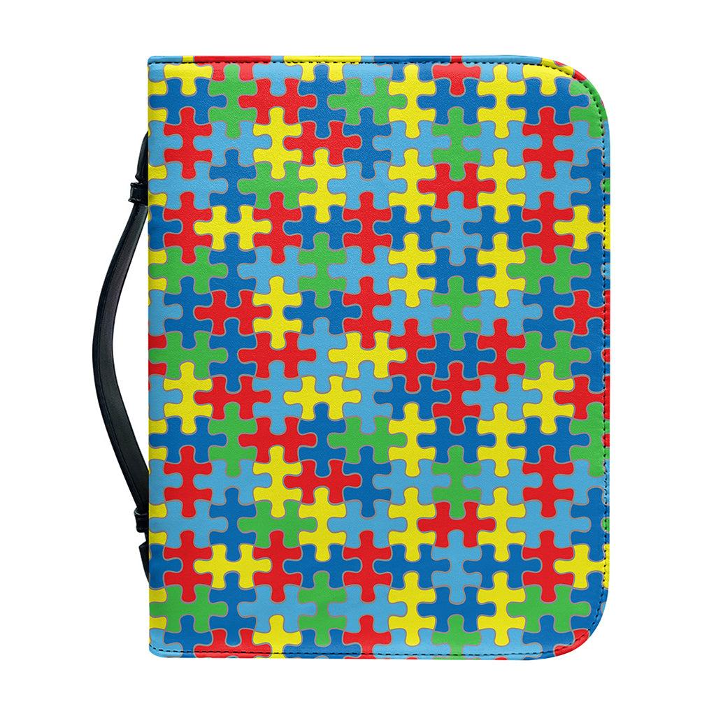 Autism Awareness Jigsaw Print Leather Bible Cover