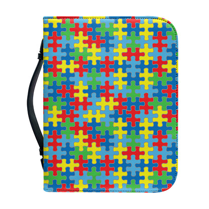 Autism Awareness Jigsaw Print Leather Bible Cover