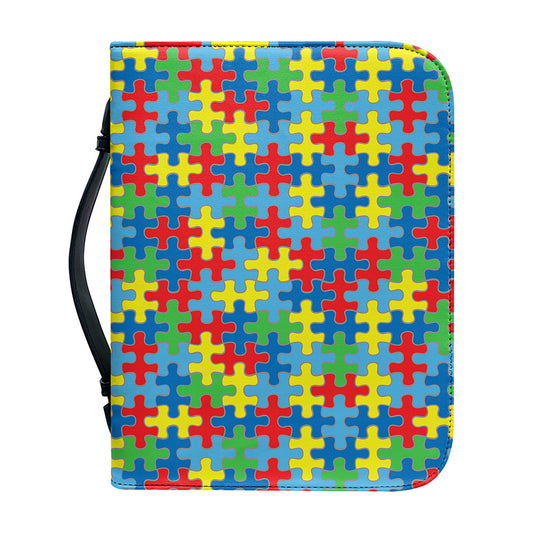 Autism Awareness Jigsaw Print Leather Bible Cover