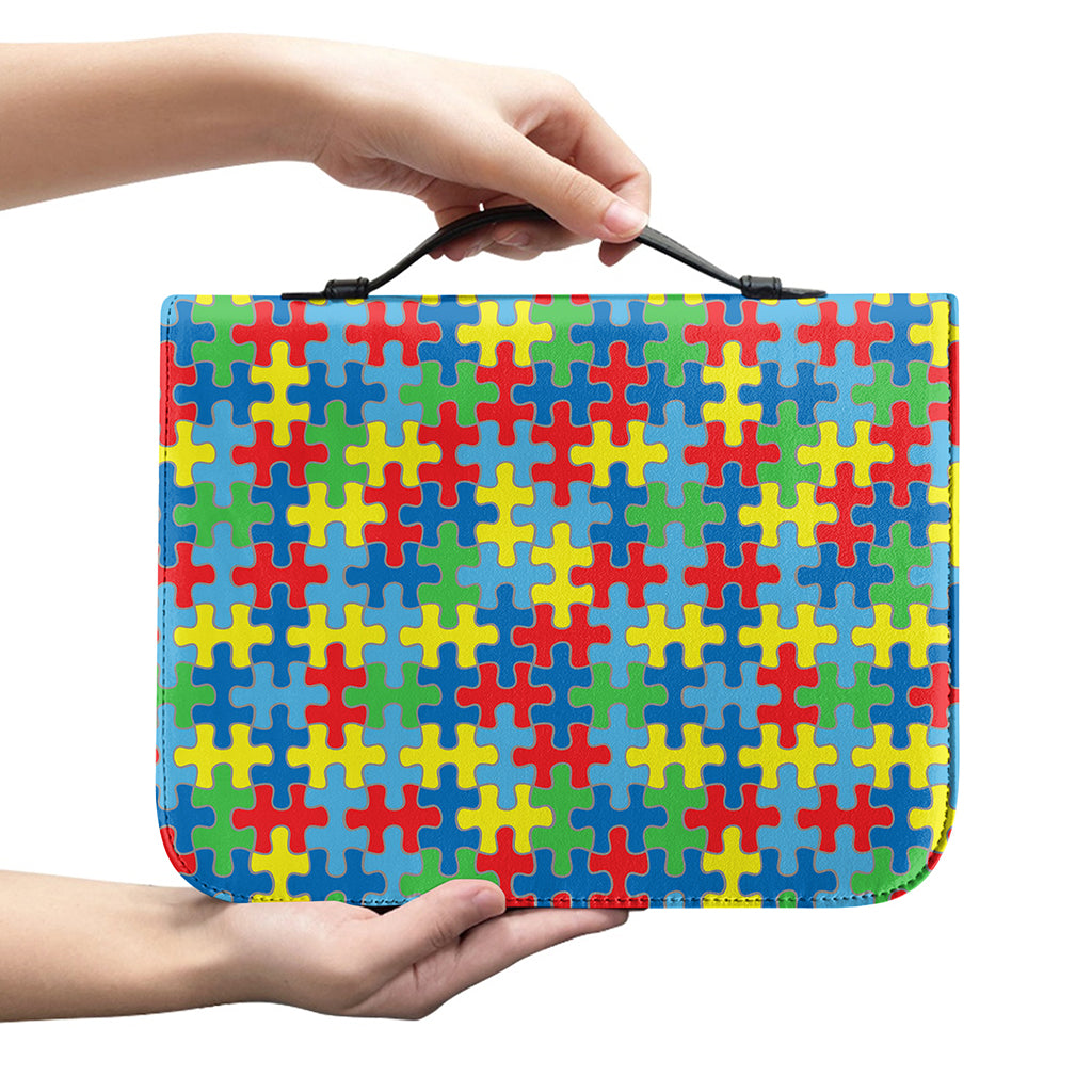 Autism Awareness Jigsaw Print Leather Bible Cover