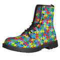 Autism Awareness Jigsaw Print Lace-Up Boots