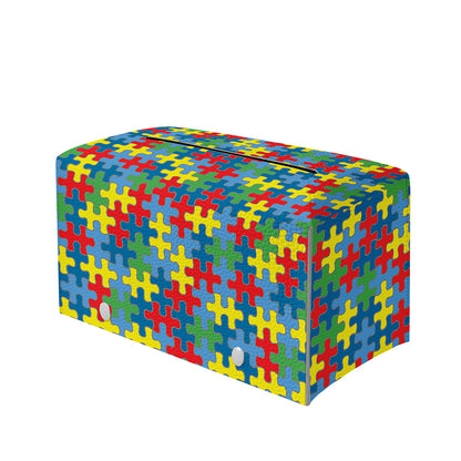 Autism Awareness Jigsaw Print Leather Tissue Box Cover