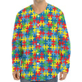 Autism Awareness Jigsaw Print Long Sleeve Baseball Jersey