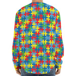 Autism Awareness Jigsaw Print Long Sleeve Baseball Jersey