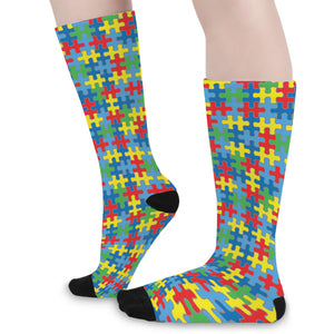 Autism Awareness Jigsaw Print Long Socks