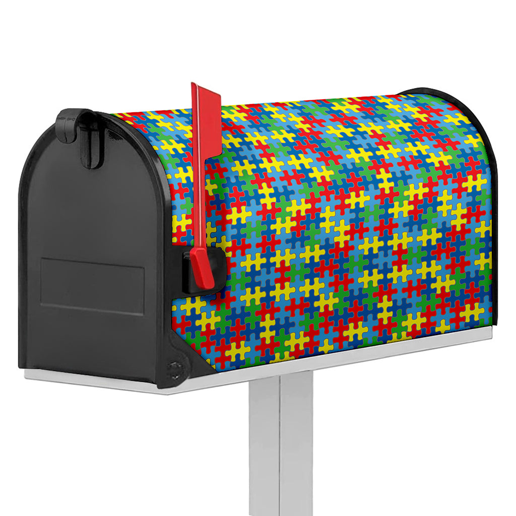 Autism Awareness Jigsaw Print Mailbox Cover