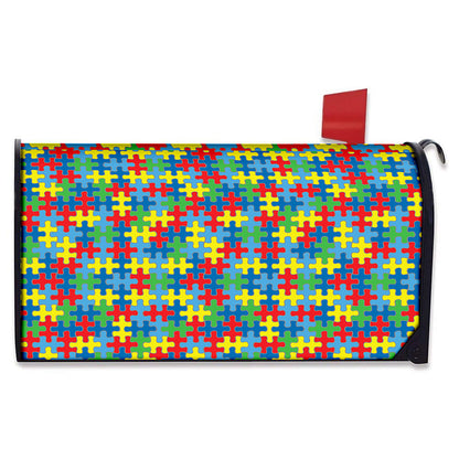 Autism Awareness Jigsaw Print Mailbox Cover