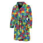 Autism Awareness Jigsaw Print Men's Bathrobe