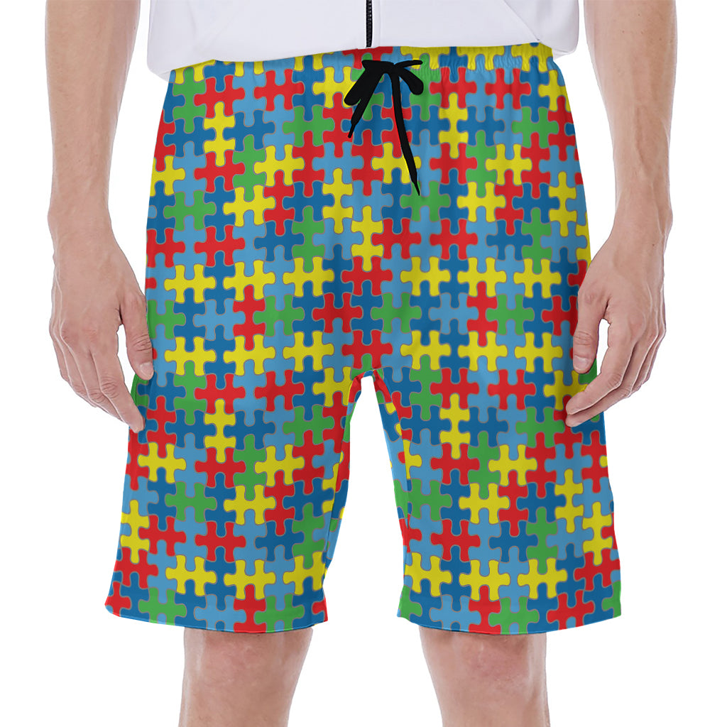 Autism Awareness Jigsaw Print Men's Beach Shorts