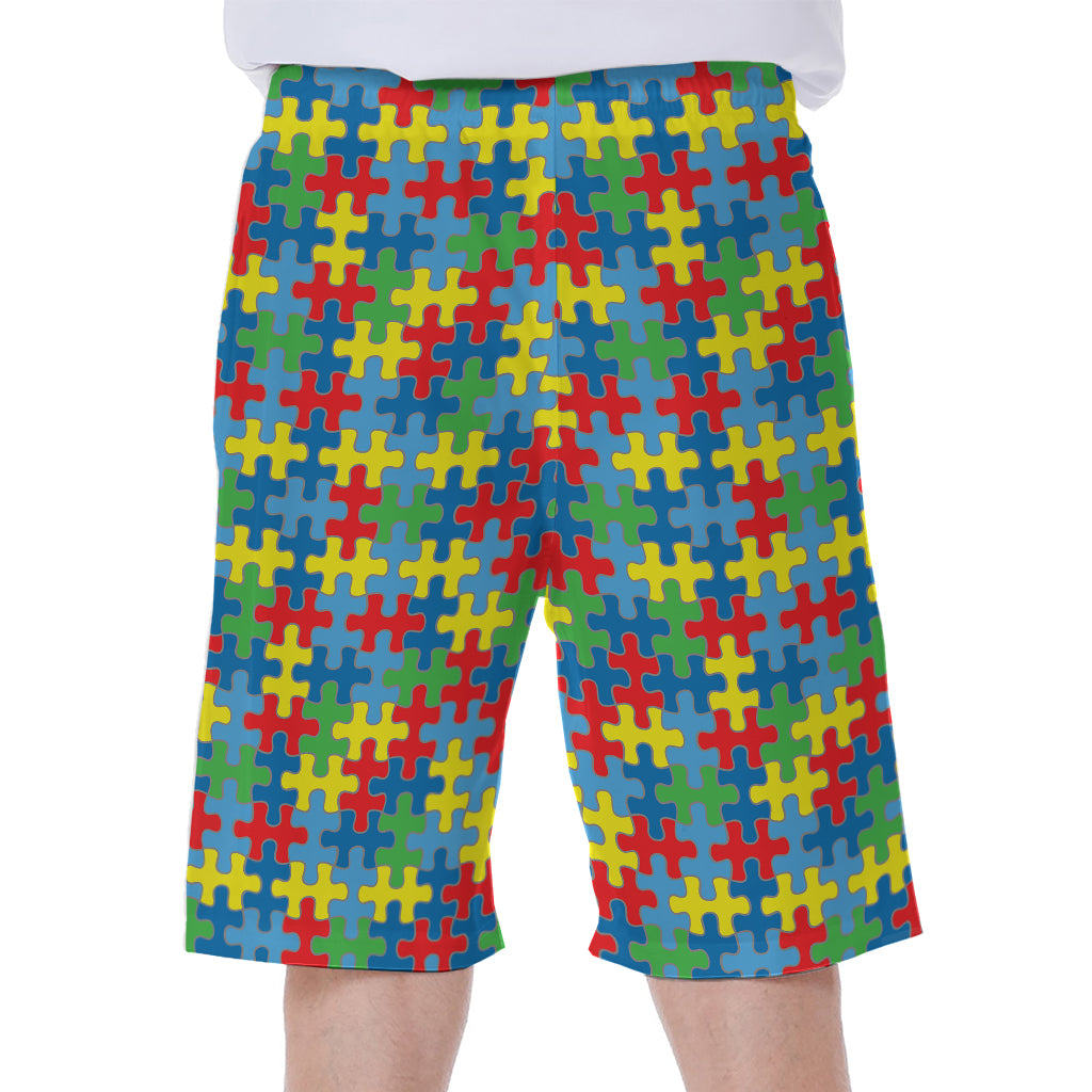 Autism Awareness Jigsaw Print Men's Beach Shorts