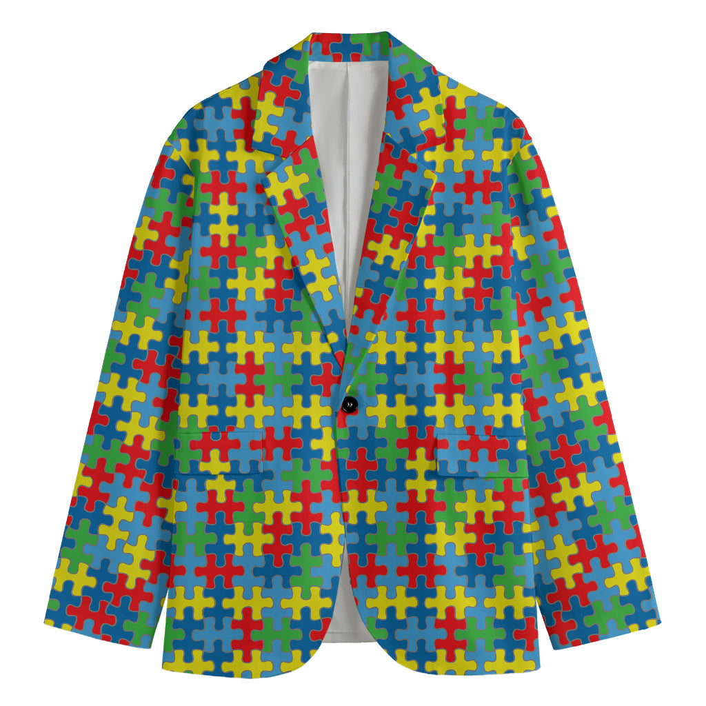 Autism Awareness Jigsaw Print Men's Blazer