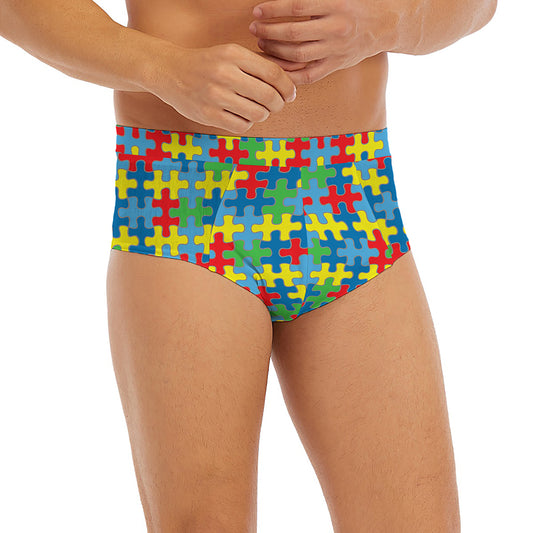 Autism Awareness Jigsaw Print Men's Briefs