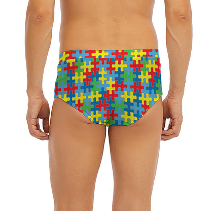 Autism Awareness Jigsaw Print Men's Briefs