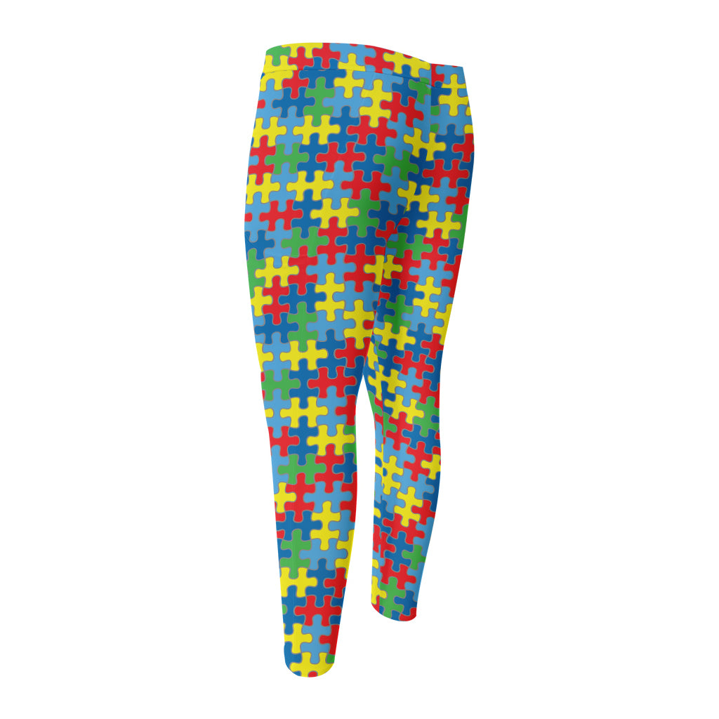 Autism Awareness Jigsaw Print Men's Compression Pants