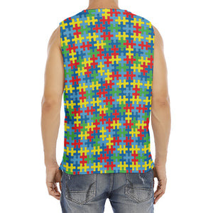 Autism Awareness Jigsaw Print Men's Fitness Tank Top