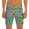 Autism Awareness Jigsaw Print Men's Long Boxer Briefs