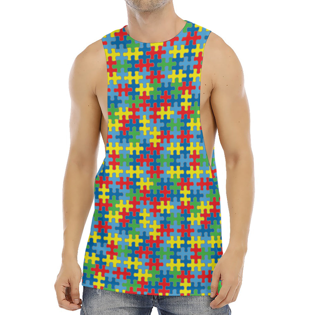 Autism Awareness Jigsaw Print Men's Muscle Tank Top