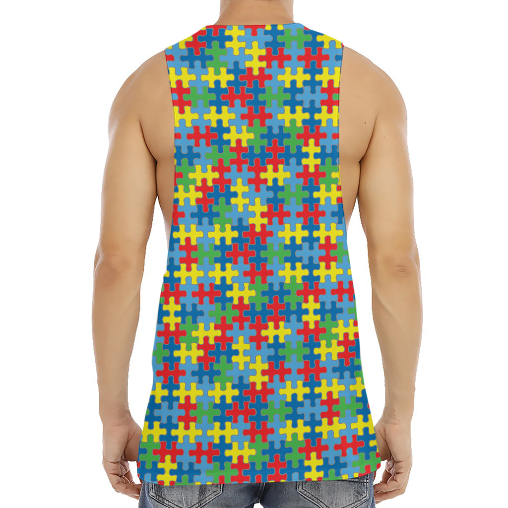 Autism Awareness Jigsaw Print Men's Muscle Tank Top