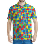 Autism Awareness Jigsaw Print Men's Polo Shirt