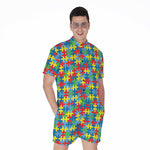 Autism Awareness Jigsaw Print Men's Rompers
