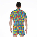 Autism Awareness Jigsaw Print Men's Rompers