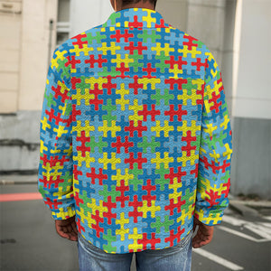 Autism Awareness Jigsaw Print Men's Shirt Jacket