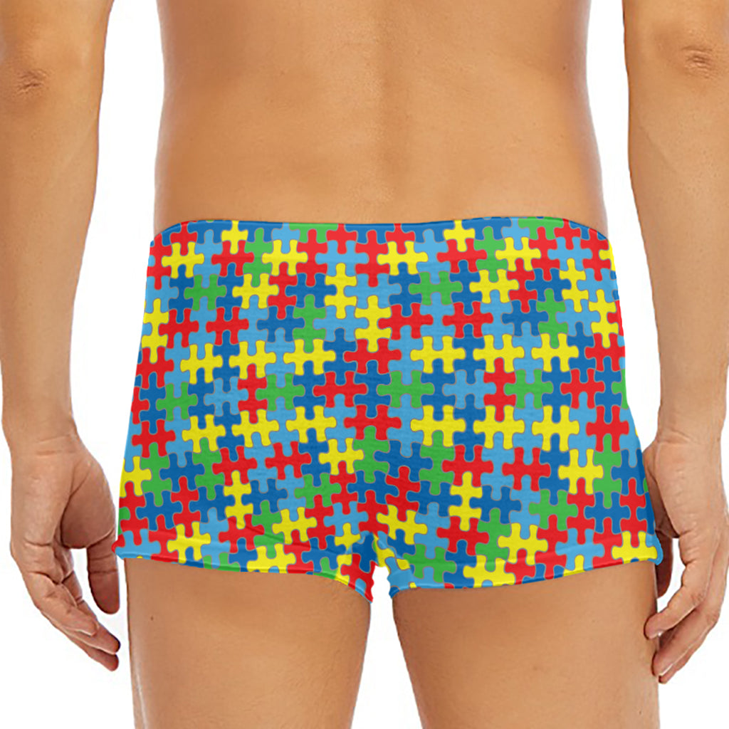 Autism Awareness Jigsaw Print Men's Short Boxer Briefs