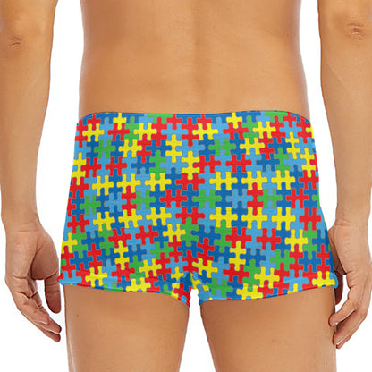 Autism Awareness Jigsaw Print Men's Short Boxer Briefs