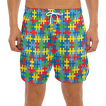 Autism Awareness Jigsaw Print Men's Split Running Shorts