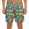 Autism Awareness Jigsaw Print Men's Split Running Shorts